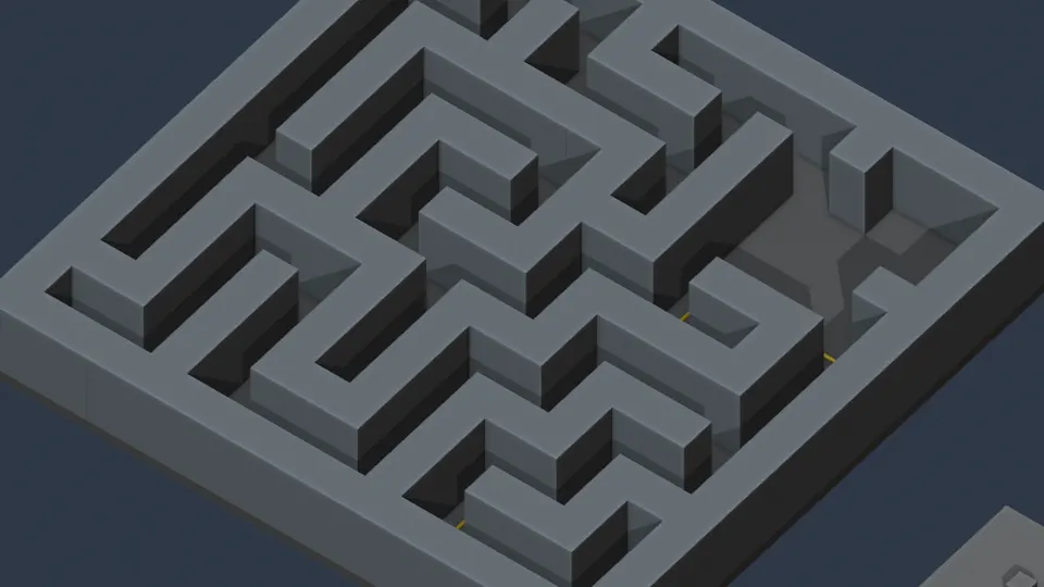 Original Blender factory illustration: maze navigation